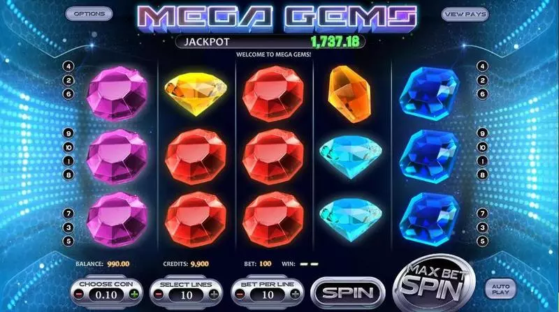 Mega Gems  Real Money Slot made by BetSoft - Introduction Screen