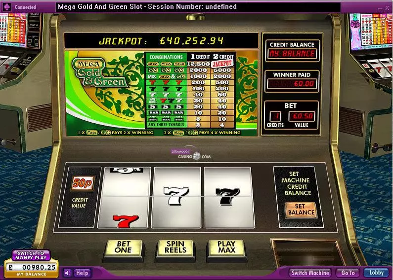Mega Gold 'n' Green  Real Money Slot made by 888 - Main Screen Reels
