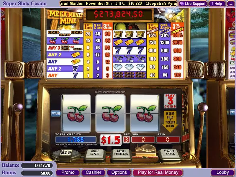 Mega Money Mine  Real Money Slot made by WGS Technology - Main Screen Reels