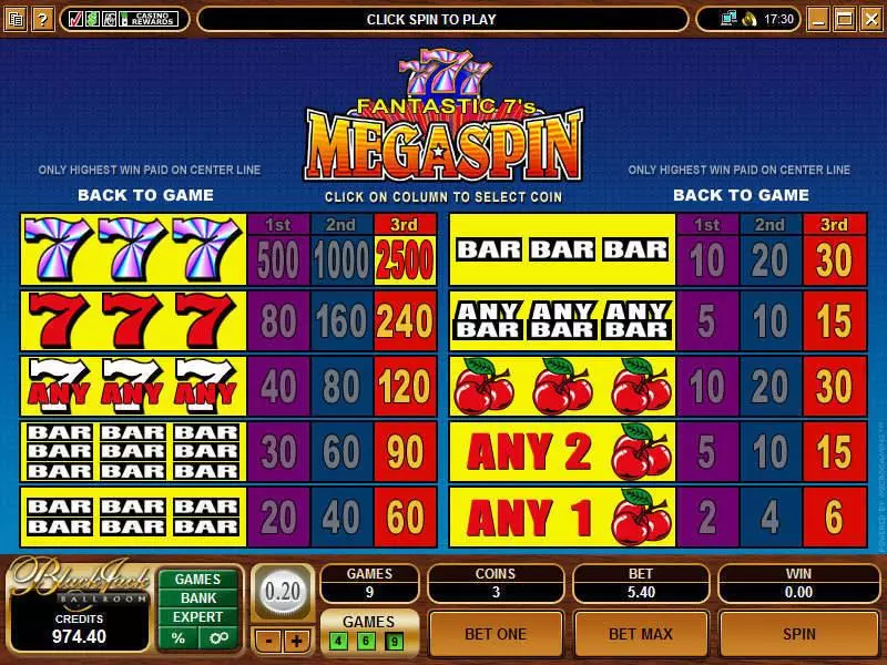 Mega Spin - Fantastic Sevens  Real Money Slot made by Microgaming - Info and Rules