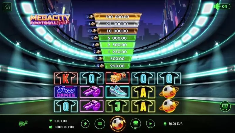 Megacity Football Fever  Real Money Slot made by BF Games - Introduction Screen