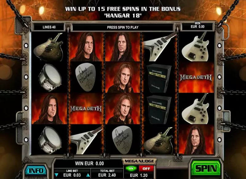 Megadeth  Real Money Slot made by Leander Games - Main Screen Reels