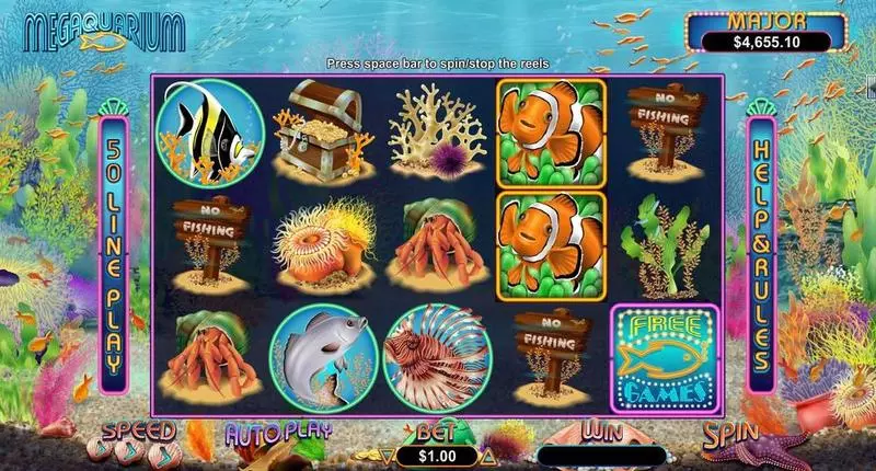 Megaquarium  Real Money Slot made by RTG - Main Screen Reels