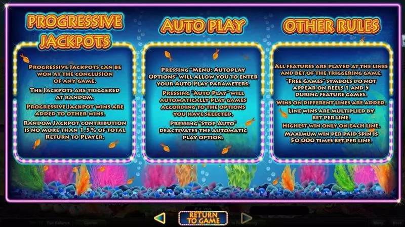 Megaquarium  Real Money Slot made by RTG - Info and Rules