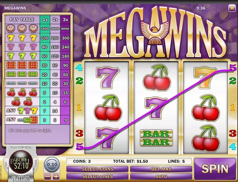 Megawins  Real Money Slot made by Rival - Main Screen Reels