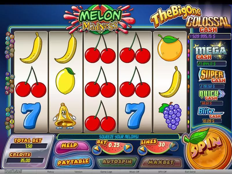 Melon Madness  Real Money Slot made by bwin.party - Main Screen Reels
