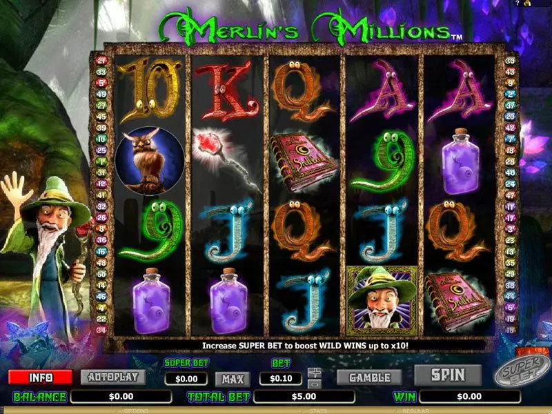 Merlin's Millions  Real Money Slot made by NextGen Gaming - Main Screen Reels