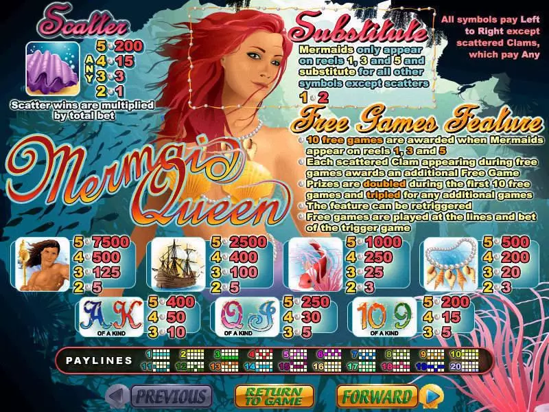 Mermaid Queen  Real Money Slot made by RTG - Info and Rules
