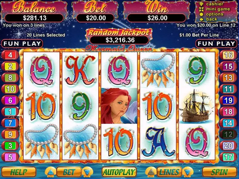 Mermaid Queen  Real Money Slot made by RTG - Main Screen Reels