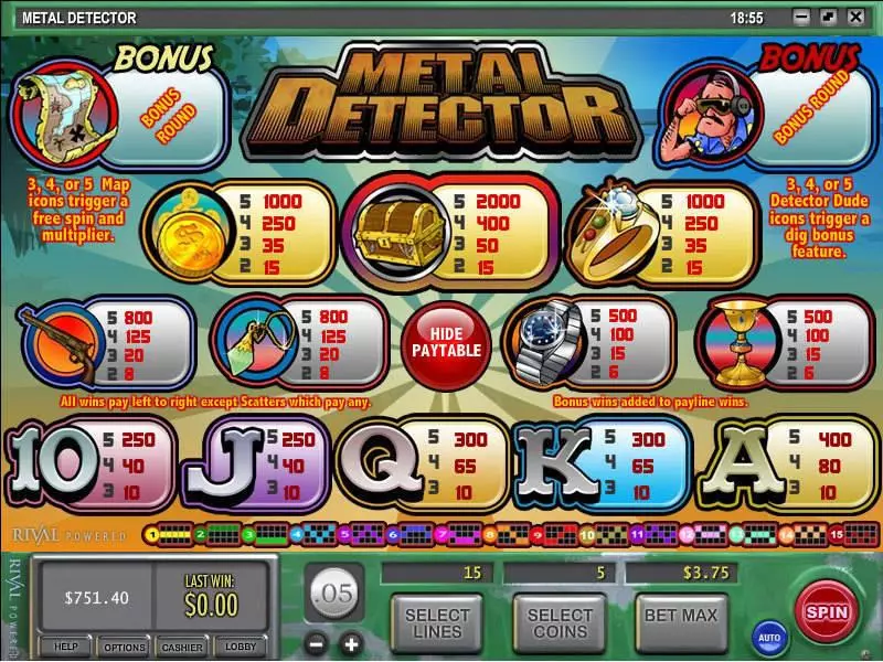 Metal Detector  Real Money Slot made by Rival - Info and Rules
