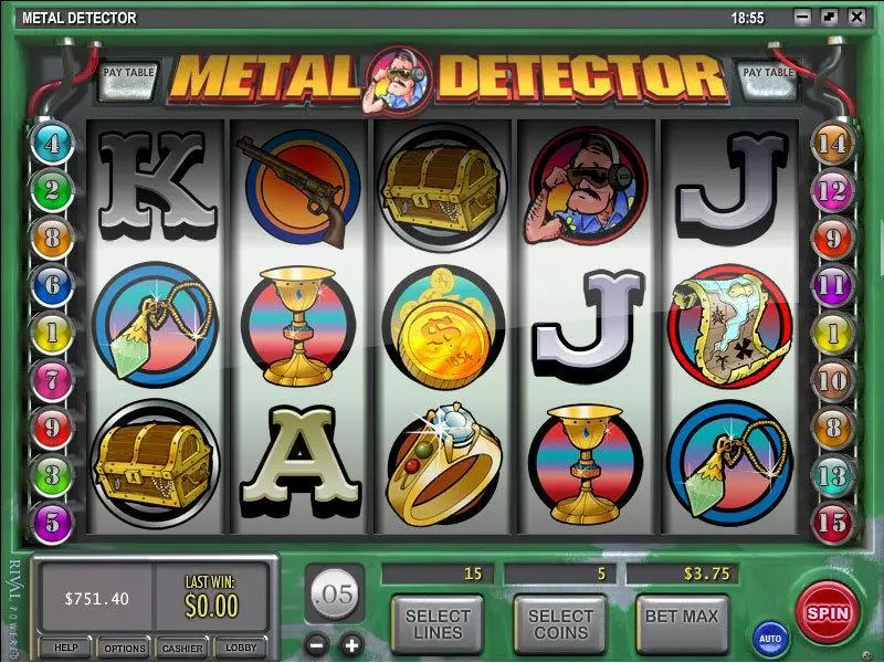 Metal Detector  Real Money Slot made by Rival - Main Screen Reels