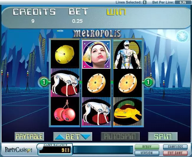 Metropolis  Real Money Slot made by bwin.party - Main Screen Reels