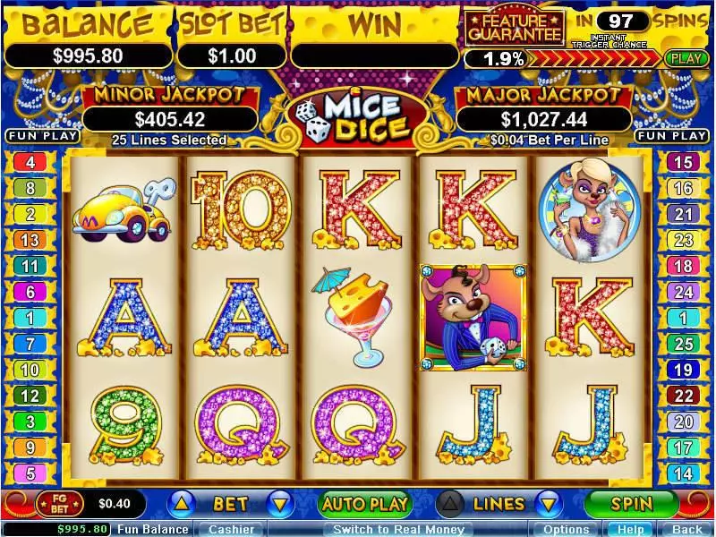 Mice Dice  Real Money Slot made by RTG - Main Screen Reels