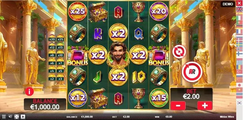 Midas Wins  Real Money Slot made by Red Rake Gaming - Main Screen Reels