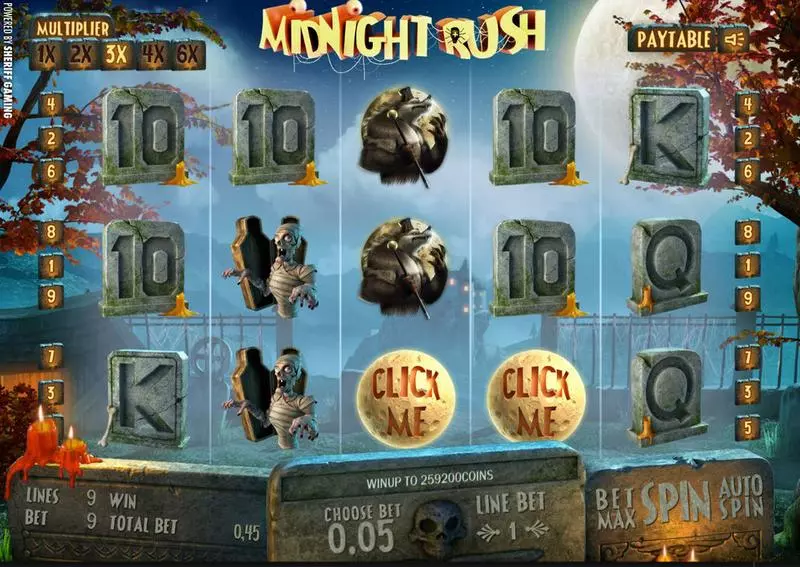 Midnight Rush  Real Money Slot made by Sheriff Gaming - Main Screen Reels