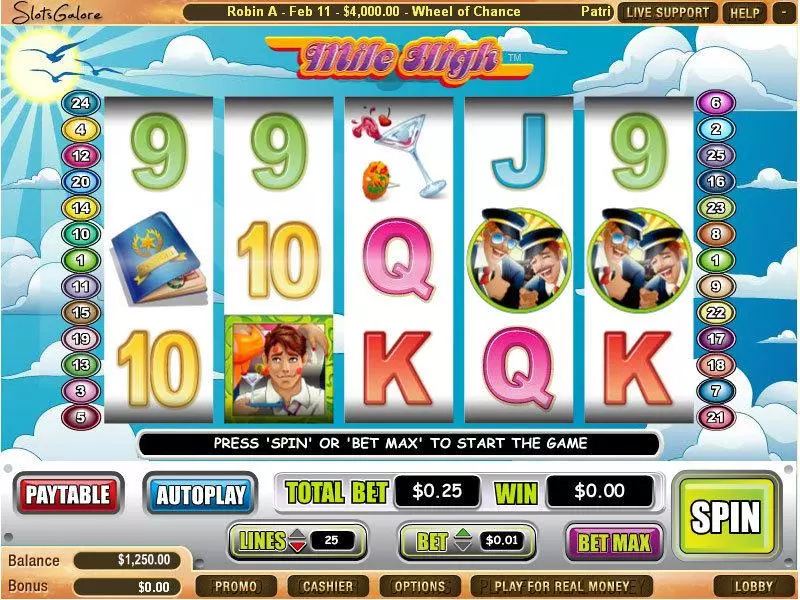 Mile High  Real Money Slot made by WGS Technology - Main Screen Reels