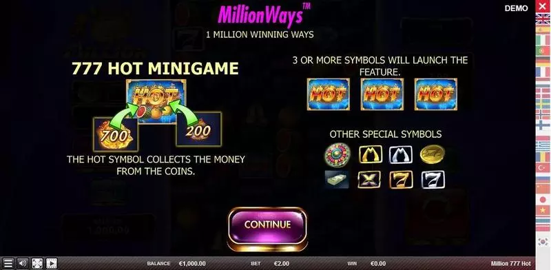 Million 777 Hot  Real Money Slot made by Red Rake Gaming - Info and Rules