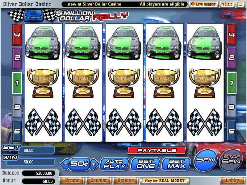 Million Dollar Rally  Real Money Slot made by WGS Technology - Main Screen Reels
