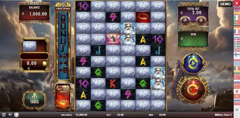 Million Zeus 2  Real Money Slot made by Red Rake Gaming - Main Screen Reels