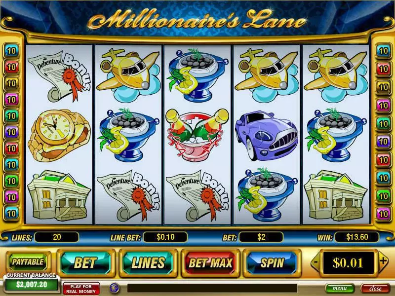 Millionaire's Lane  Real Money Slot made by PlayTech - Main Screen Reels