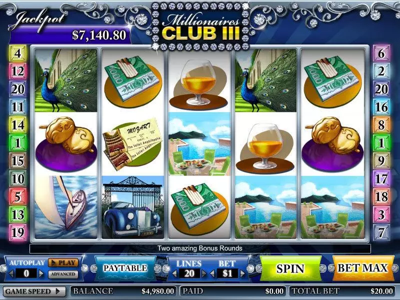 Millionares Club III  Real Money Slot made by CryptoLogic - Main Screen Reels