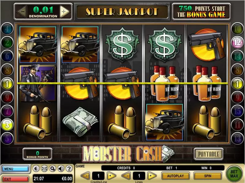 Mobster Cash  Real Money Slot made by GTECH - Main Screen Reels