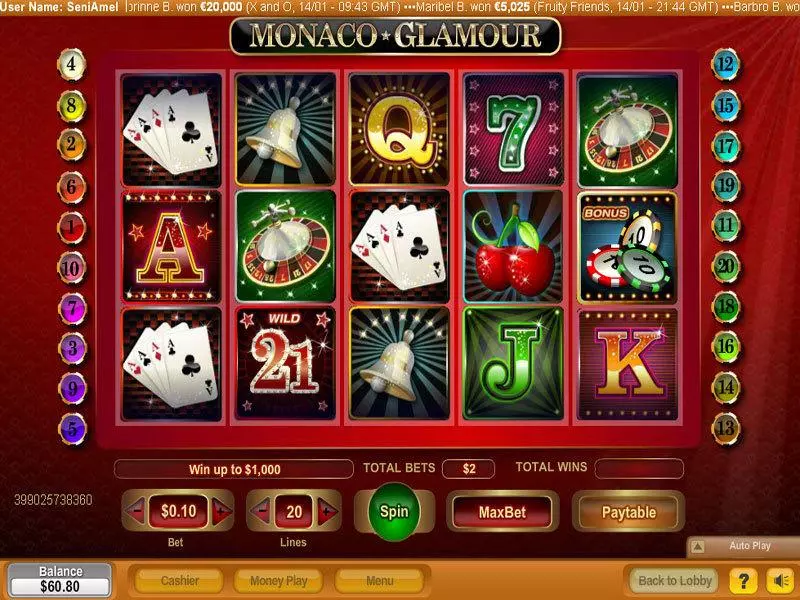 Monaco Glamour  Real Money Slot made by NeoGames - Main Screen Reels