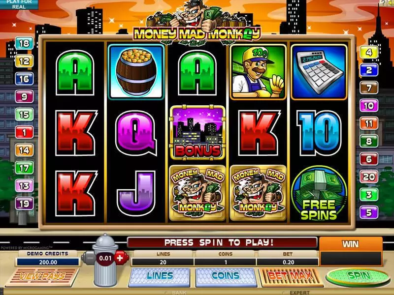 Money Mad Monkey  Real Money Slot made by Microgaming - Main Screen Reels