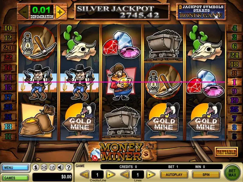 Money Miner  Real Money Slot made by GTECH - Main Screen Reels