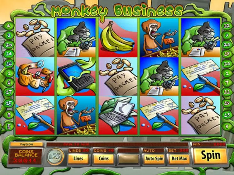 Monkey Business  Real Money Slot made by Mazooma - Main Screen Reels
