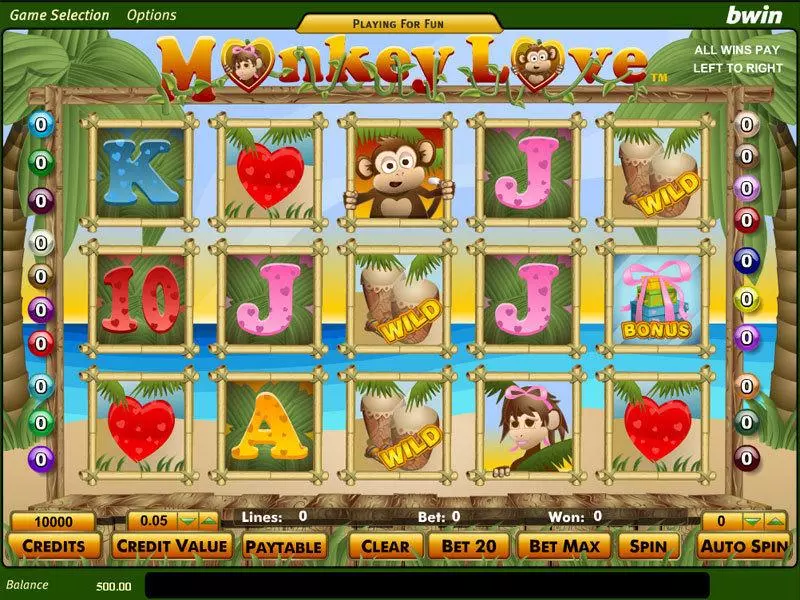 Monkey Love  Real Money Slot made by Amaya - Main Screen Reels