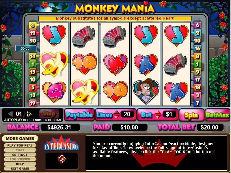 Monkey Mania  Real Money Slot made by CryptoLogic - Main Screen Reels