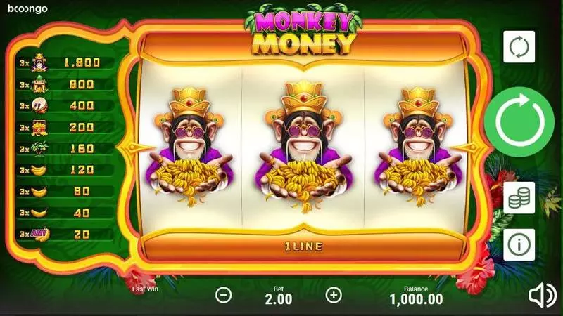 Monkey Money  Real Money Slot made by Booongo - Main Screen Reels