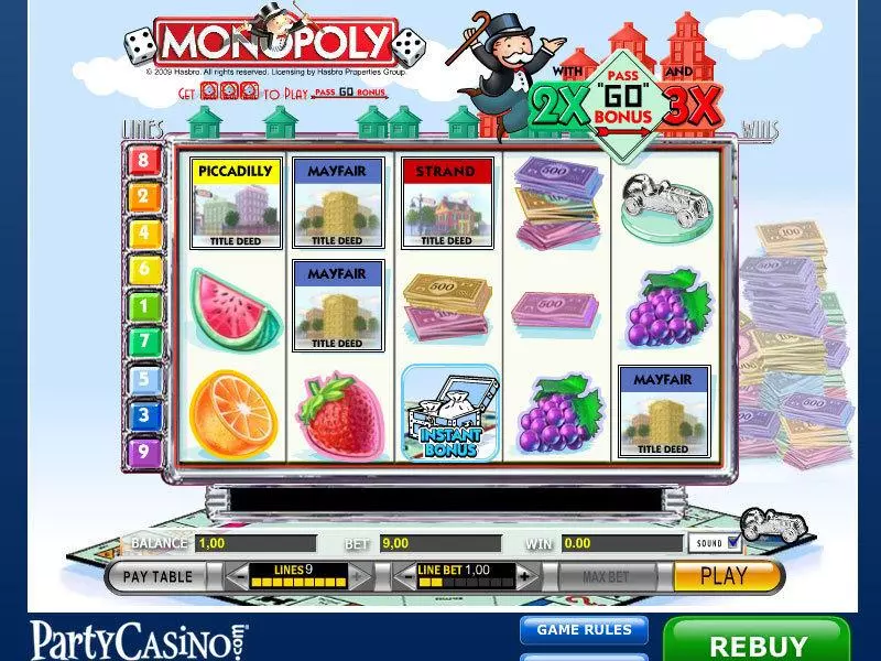 Monopoly  Real Money Slot made by IGT - Main Screen Reels