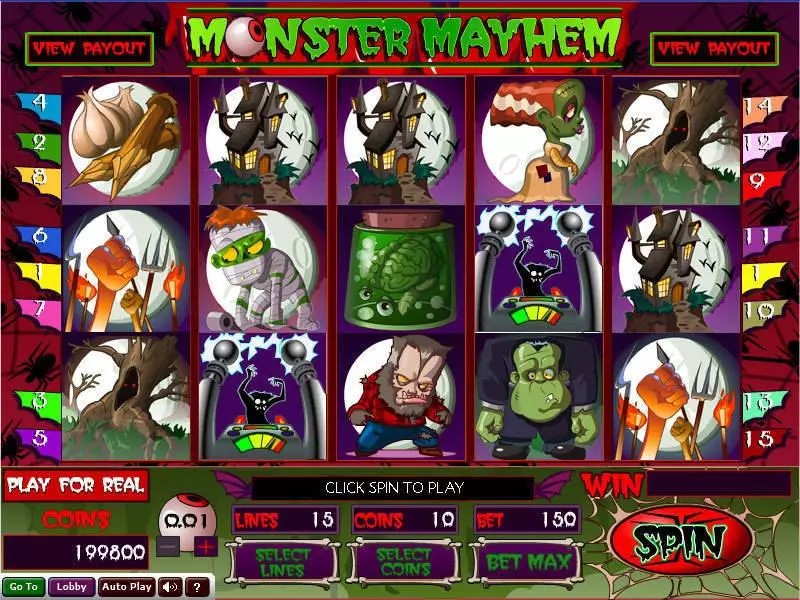Monster Mayhem  Real Money Slot made by Wizard Gaming - Main Screen Reels