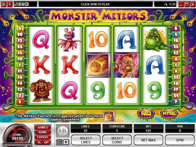 Monster Meteors  Real Money Slot made by Microgaming - Main Screen Reels