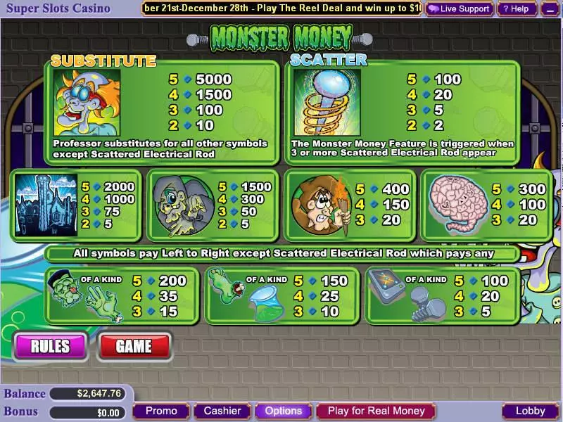 Monster Money  Real Money Slot made by WGS Technology - Info and Rules