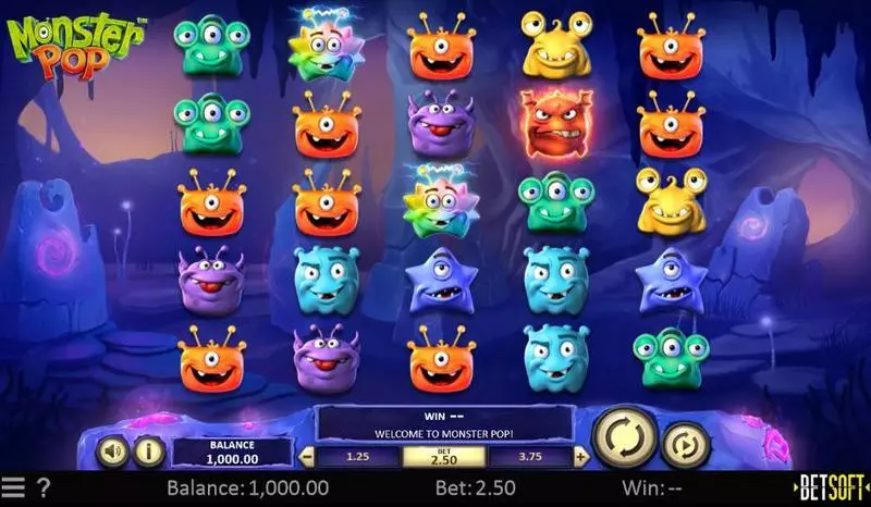 Monster Pop  Real Money Slot made by BetSoft - Main Screen Reels