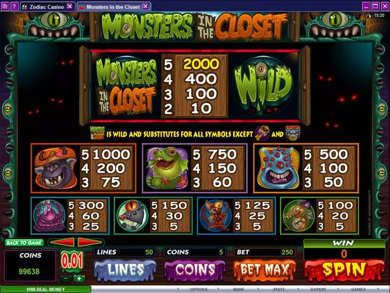 Monsters in the Closet  Real Money Slot made by Microgaming - Info and Rules