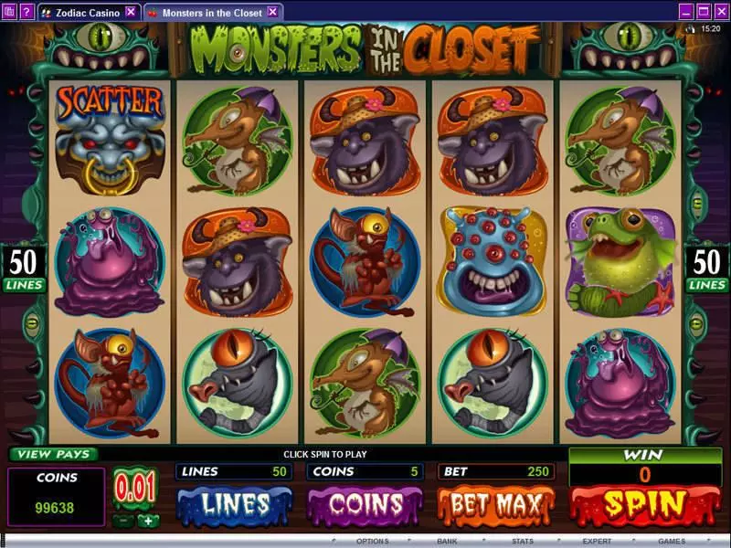 Monsters in the Closet  Real Money Slot made by Microgaming - Main Screen Reels