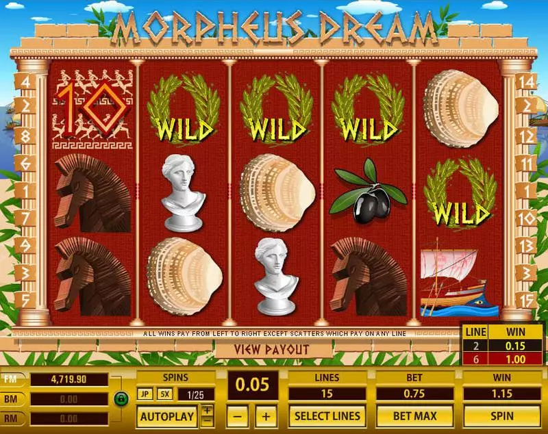 Morpheus Dream  Real Money Slot made by Topgame - Main Screen Reels