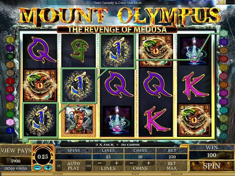 Mount Olympus - Revenge of Medusa  Real Money Slot made by Genesis - Main Screen Reels