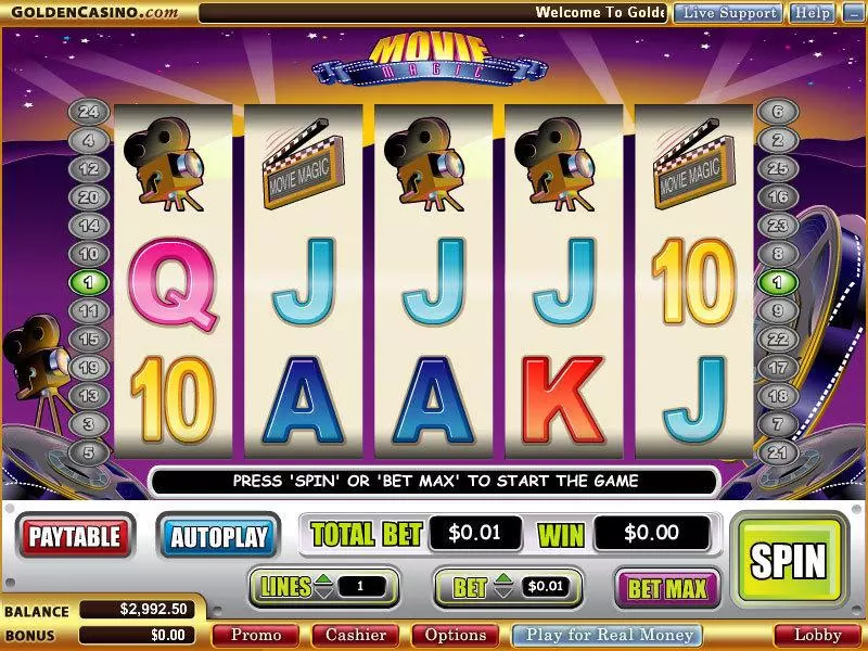 Movie Magic  Real Money Slot made by WGS Technology - Main Screen Reels