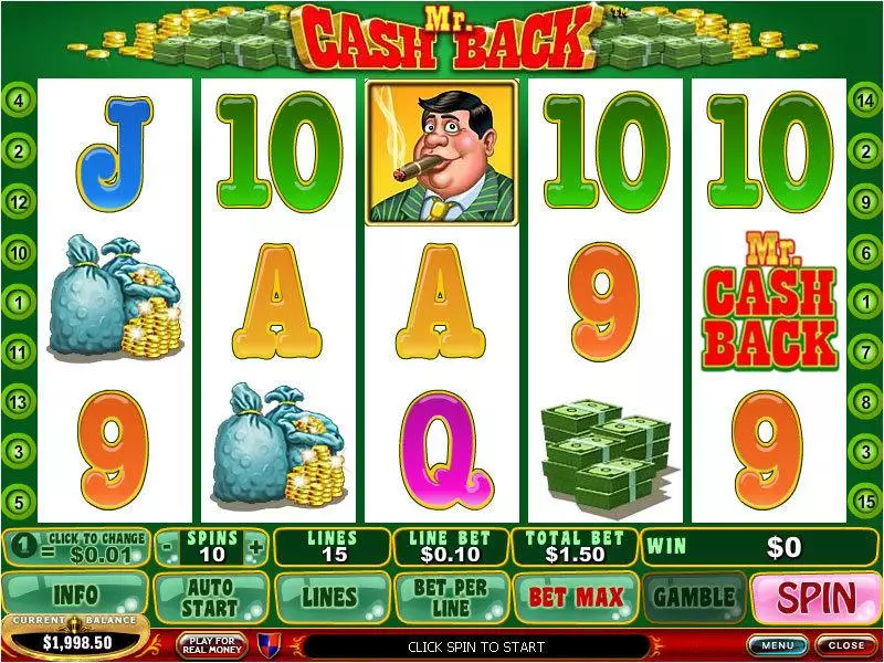 Mr. Cashback  Real Money Slot made by PlayTech - Main Screen Reels