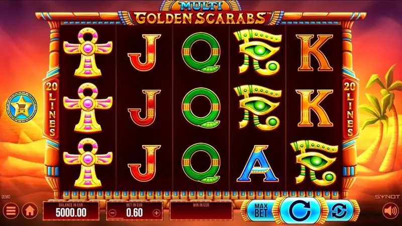 Multi Golden Scarab  Real Money Slot made by Synot Games - Main Screen Reels