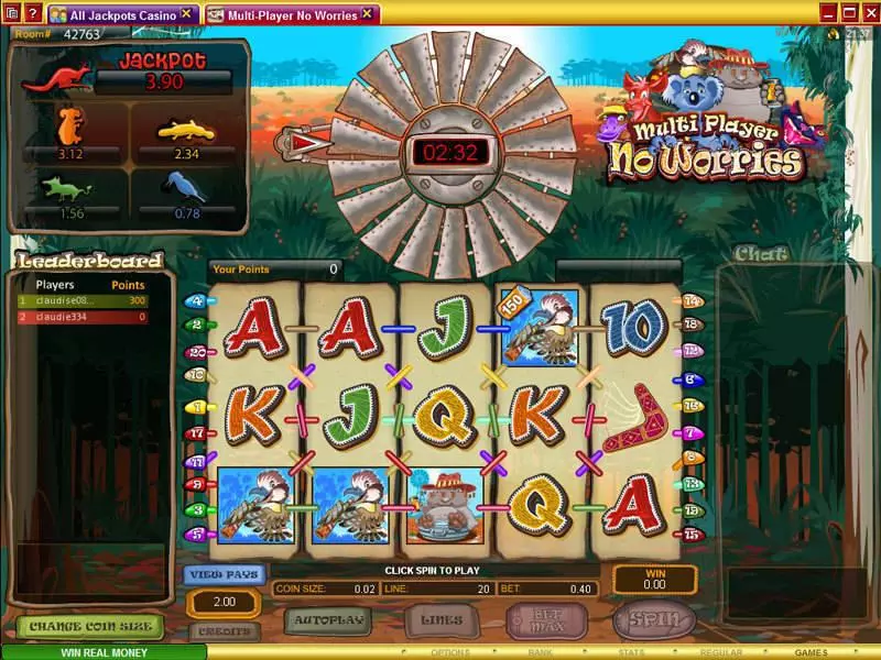 Multi-Player No Worries  Real Money Slot made by Microgaming - Main Screen Reels