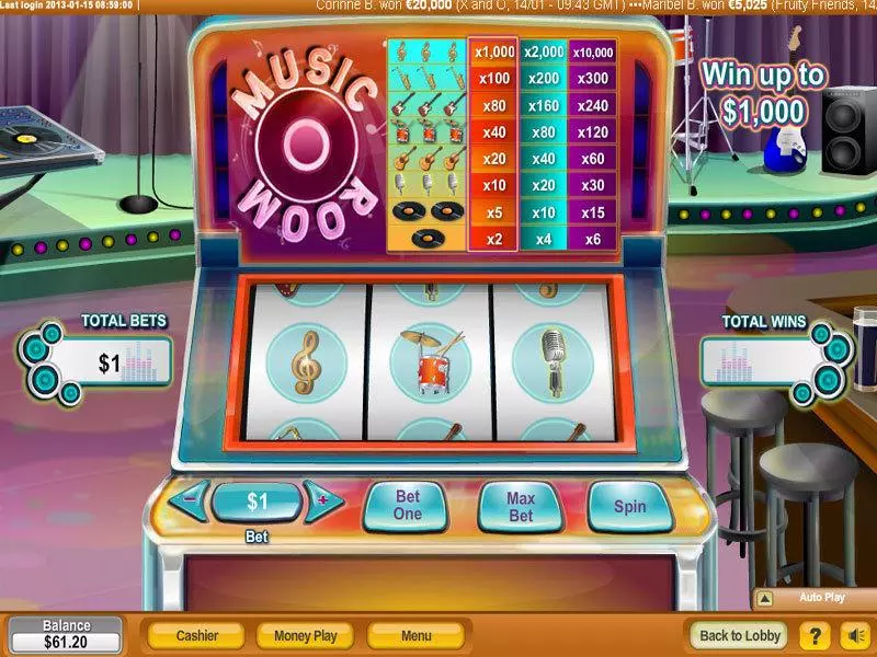Music Room  Real Money Slot made by NeoGames - Main Screen Reels