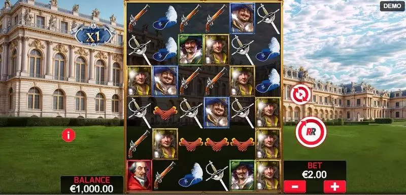 Musketeers 1 Wild for All  Real Money Slot made by Red Rake Gaming - Main Screen Reels