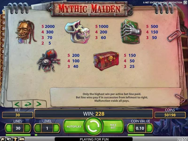 Mythic Maiden  Real Money Slot made by NetEnt - Info and Rules