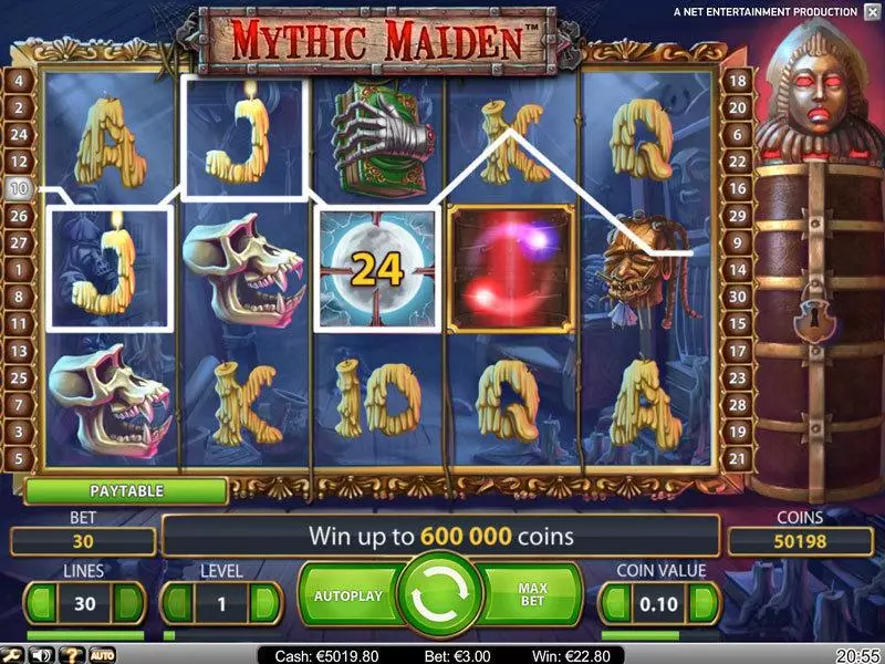 Mythic Maiden  Real Money Slot made by NetEnt - Main Screen Reels